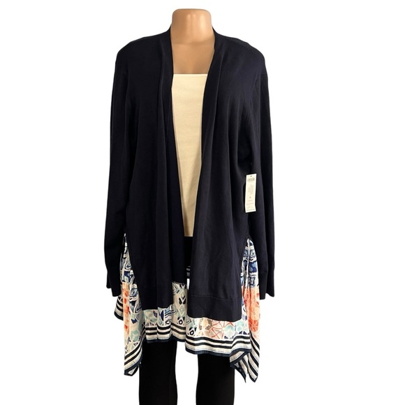 Chico’s Scarf Hem Cardigan Sweater Navy Blue - Picture 5 of 12
